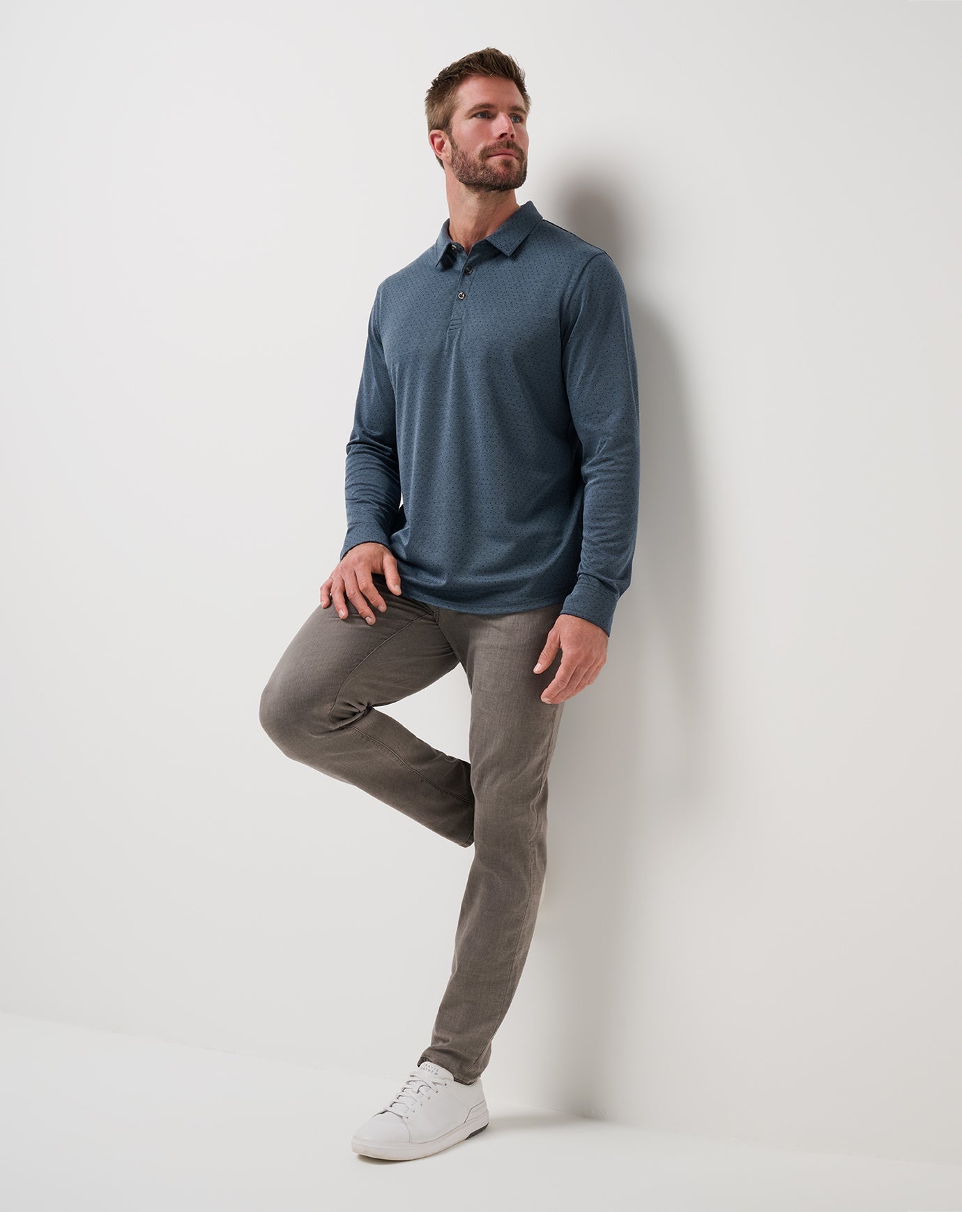 Travis Mathew For sale | Handsome Town Long Sleeve Polo