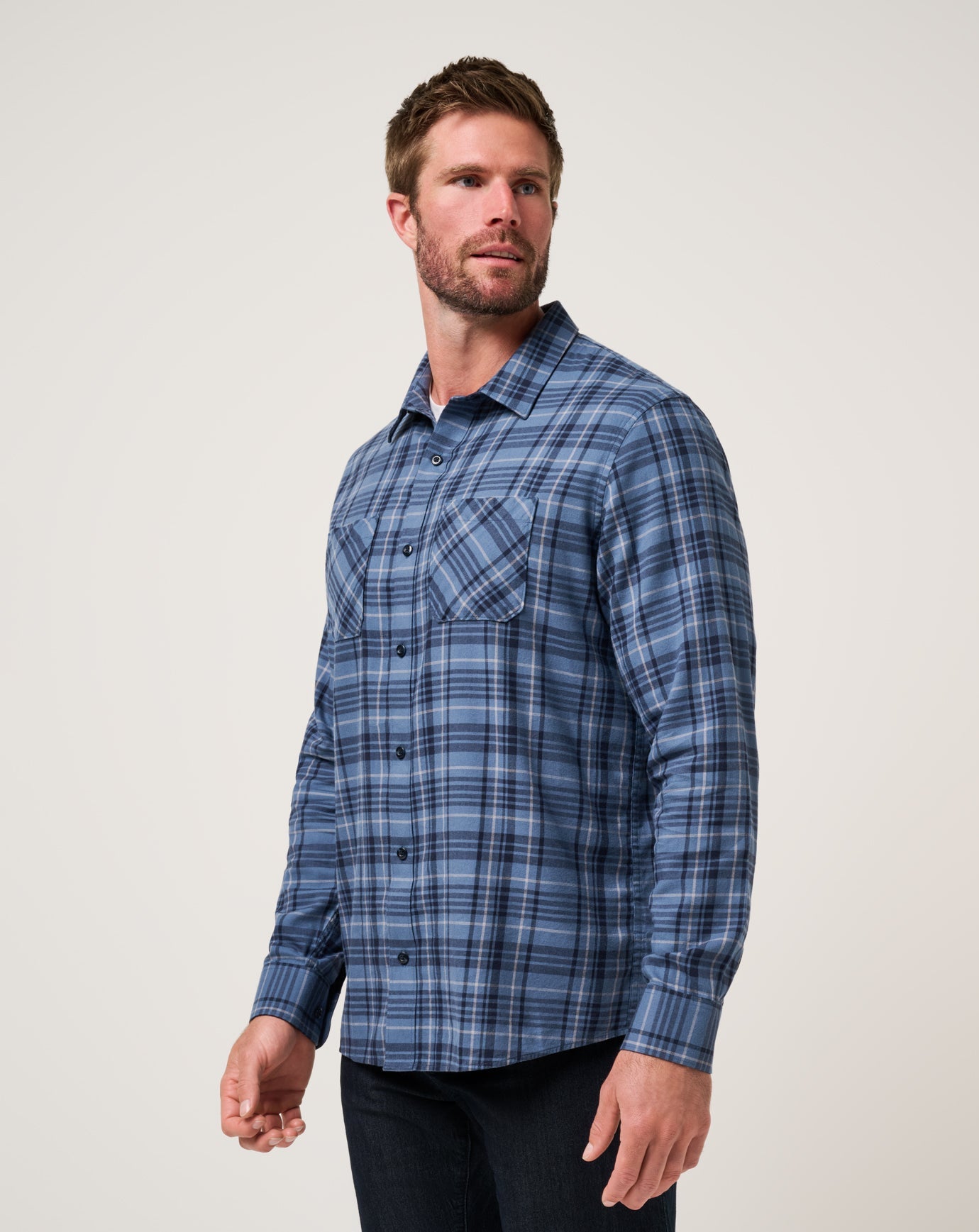 Travis Mathew New | Cloud Flannel Plaid Button-Up