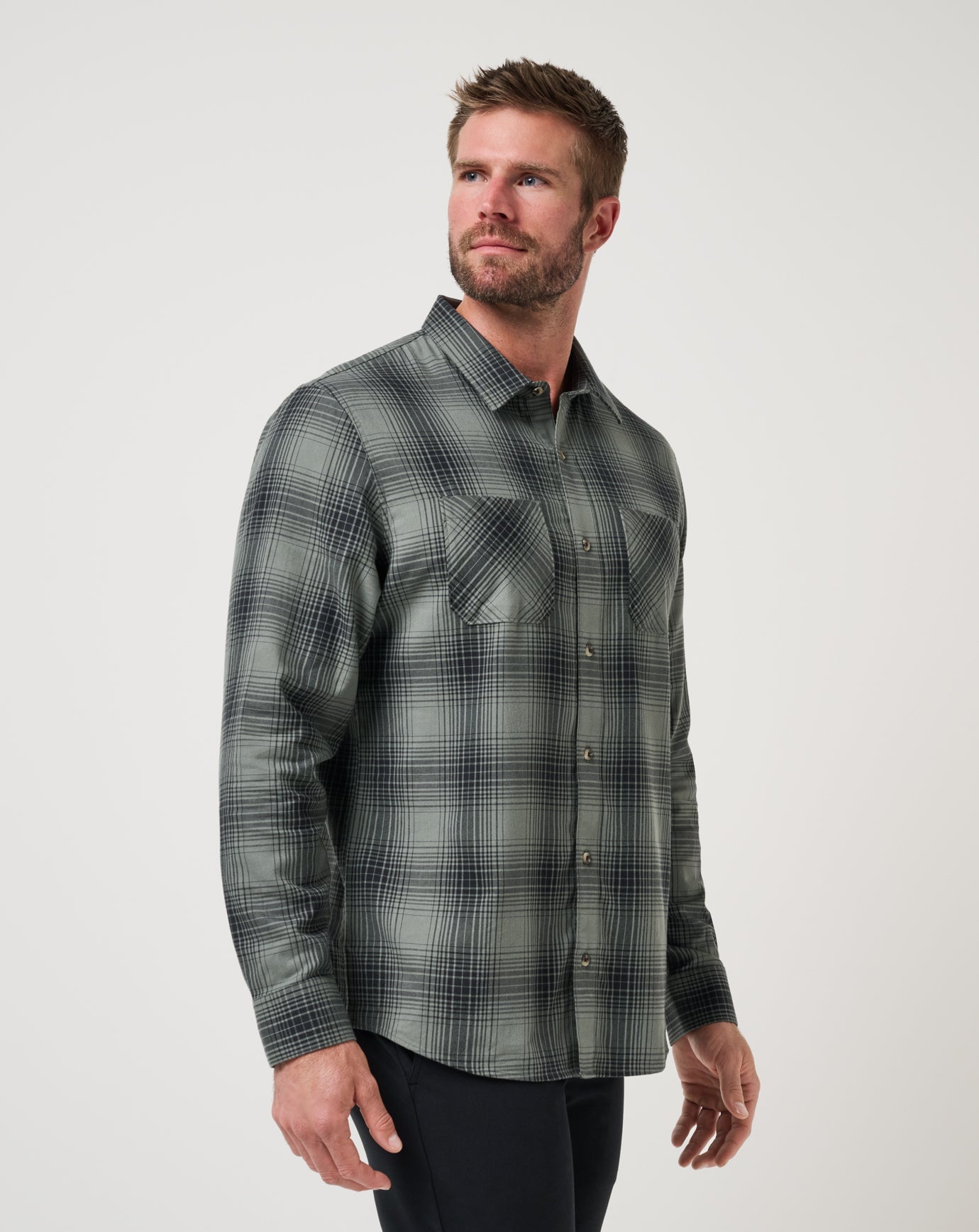 Travis Mathew New | Cloud Flannel Plaid Button-Up