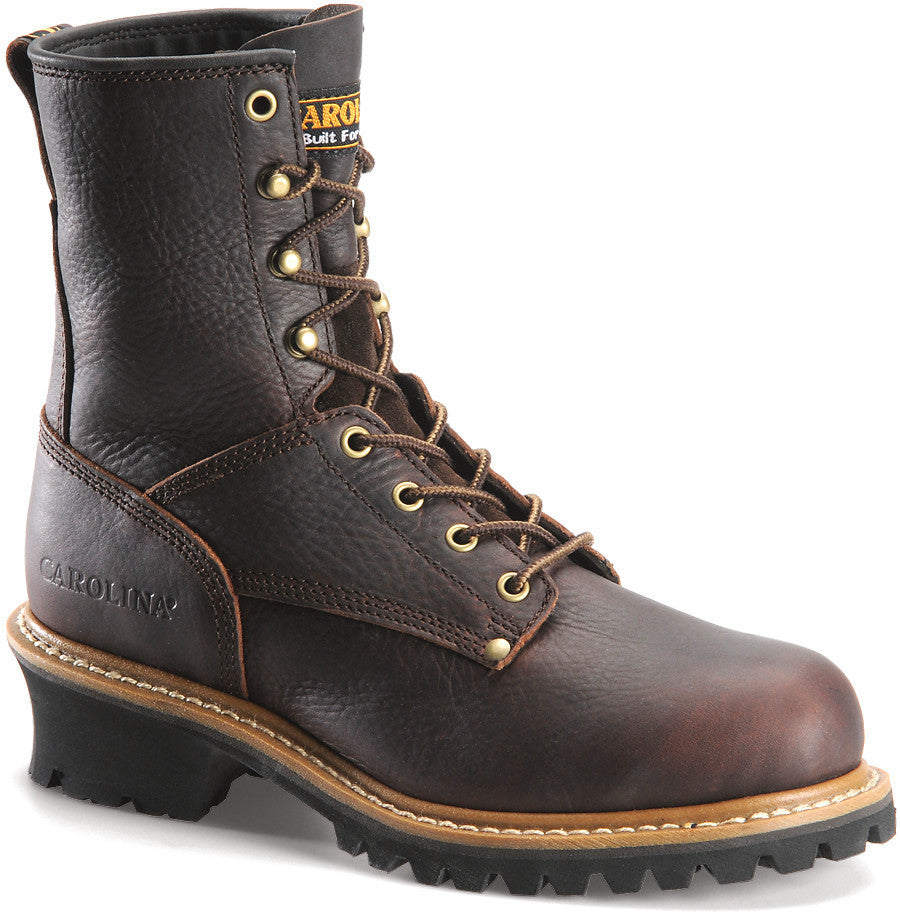 Carolina Boot Elm 8" Steel Toe Logger Medium Brown