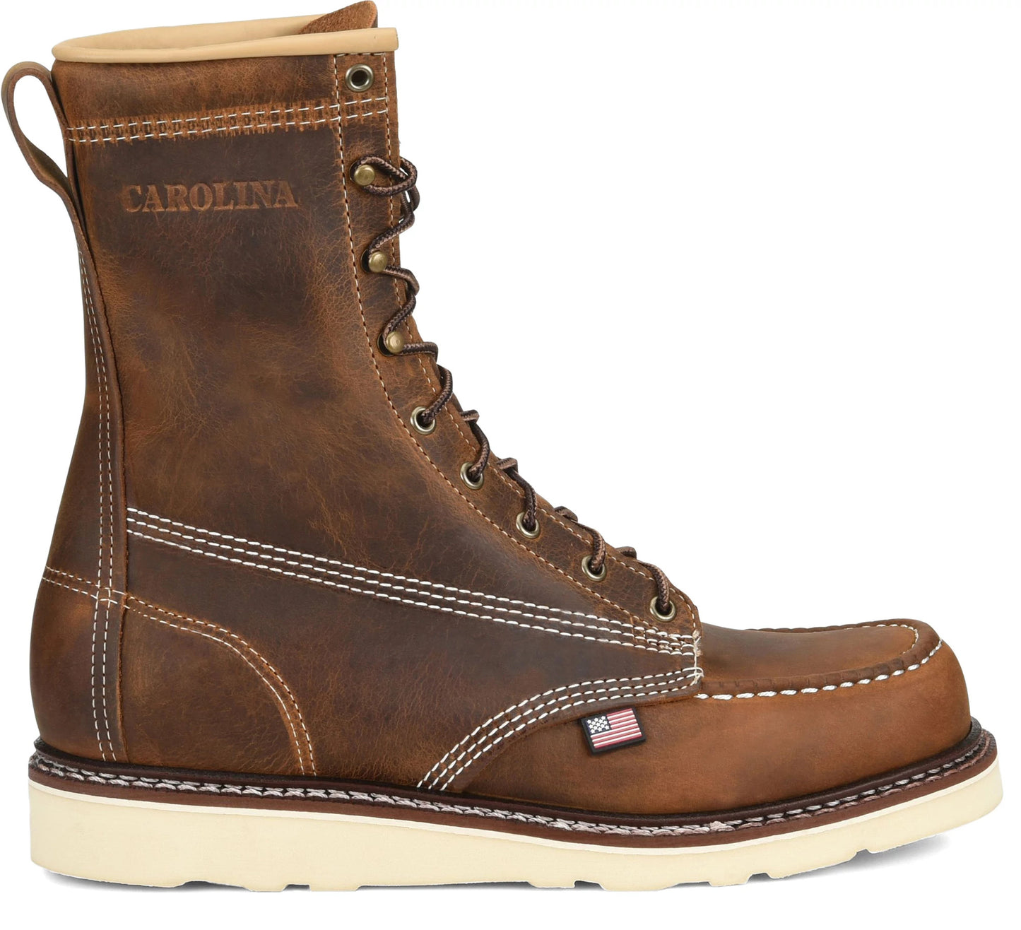 Carolina Boot Amp 8" Steel Toe Moc Toe Wedge Work Boot Dark Brown
