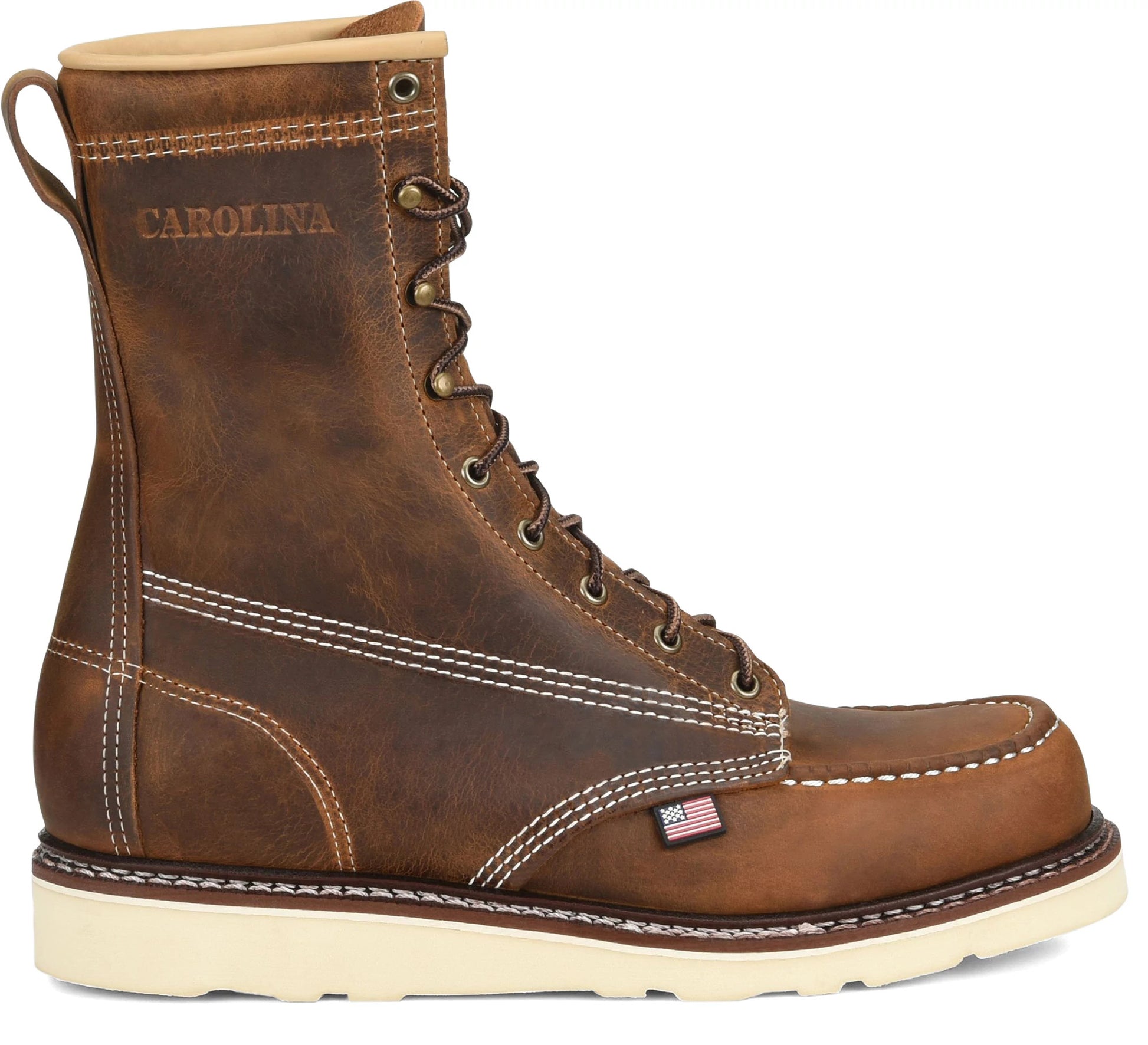 Carolina Boot Amp 8" Steel Toe Moc Toe Wedge Work Boot Dark Brown