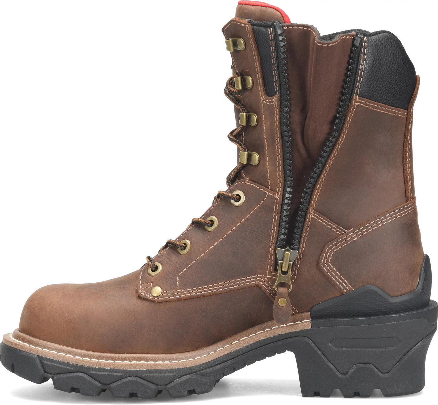 Carolina Boot Cardinal 8" Side-Zip Composite Toe Logger Dark Brown