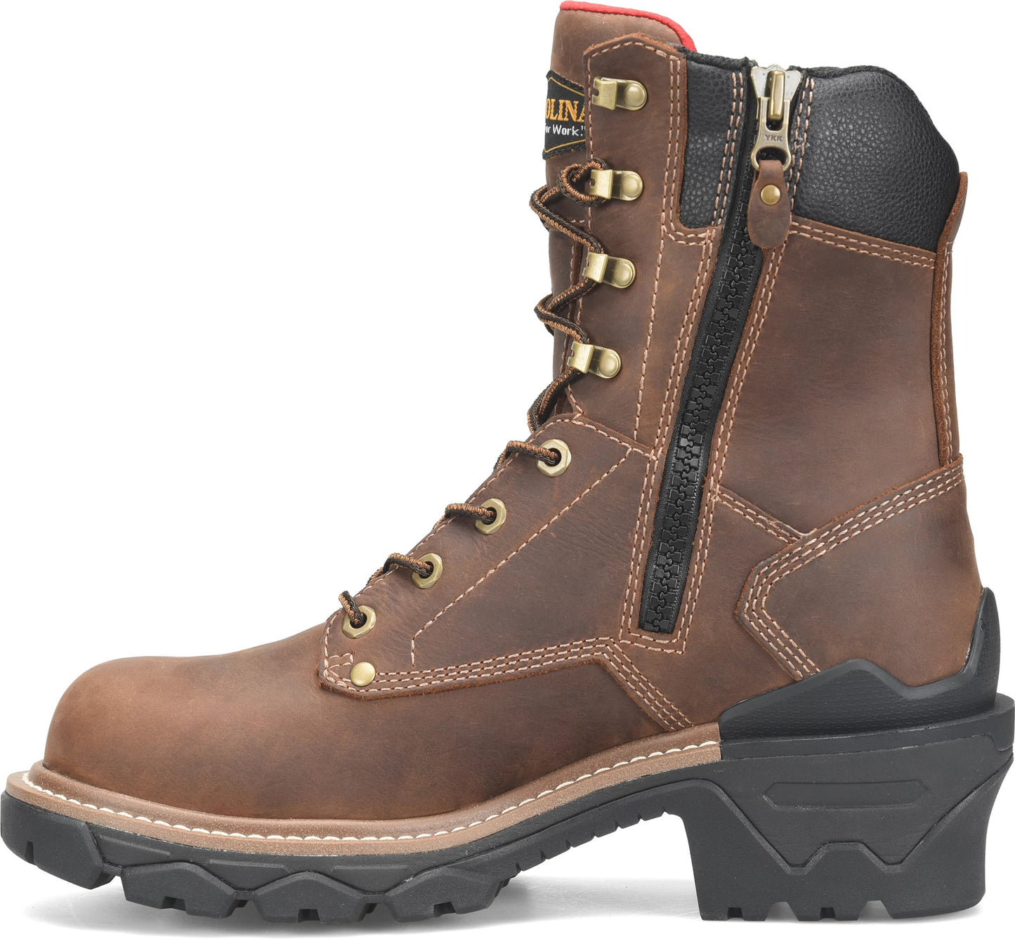 Carolina Boot Cardinal 8" Side-Zip Composite Toe Logger Dark Brown