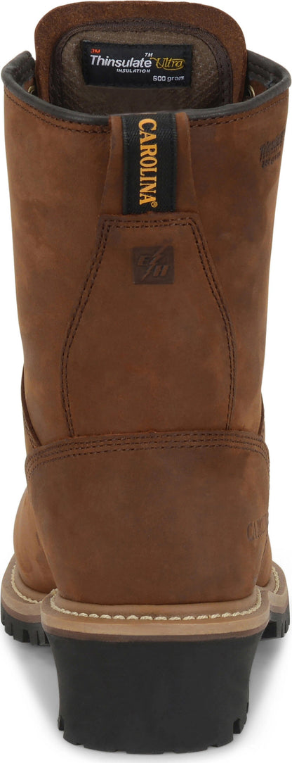 Carolina Boot Elm 8" Steel Toe Insulated Waterproof Logger Brown