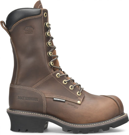 Carolina Boot Matterhorn Arc 10" Logger Composite Toe Waterproof Logger Dark Brown