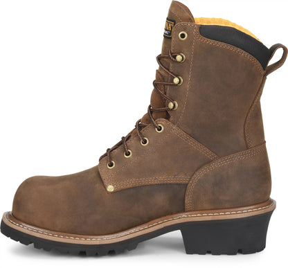 Carolina Boot Poplar 8" Waterproof Logger Dark Brown