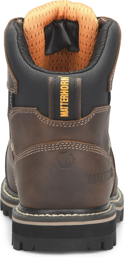 Carolina Boot Matterhorn I-Beam 6" Met Guard Carbon Composite Toe Waterproof Work Boot Dark Brown