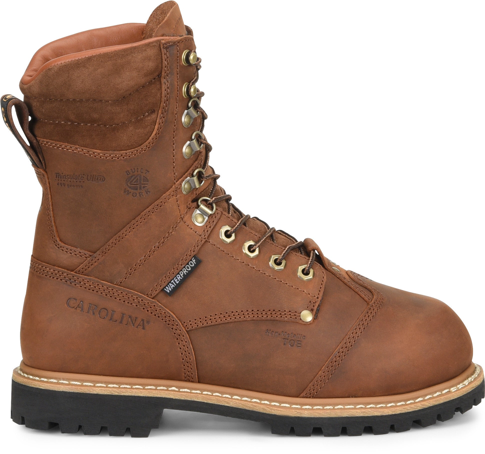 Carolina Boot Men’s 8” Waterproof Insulated Comp Toe Internal Met Guard Brown