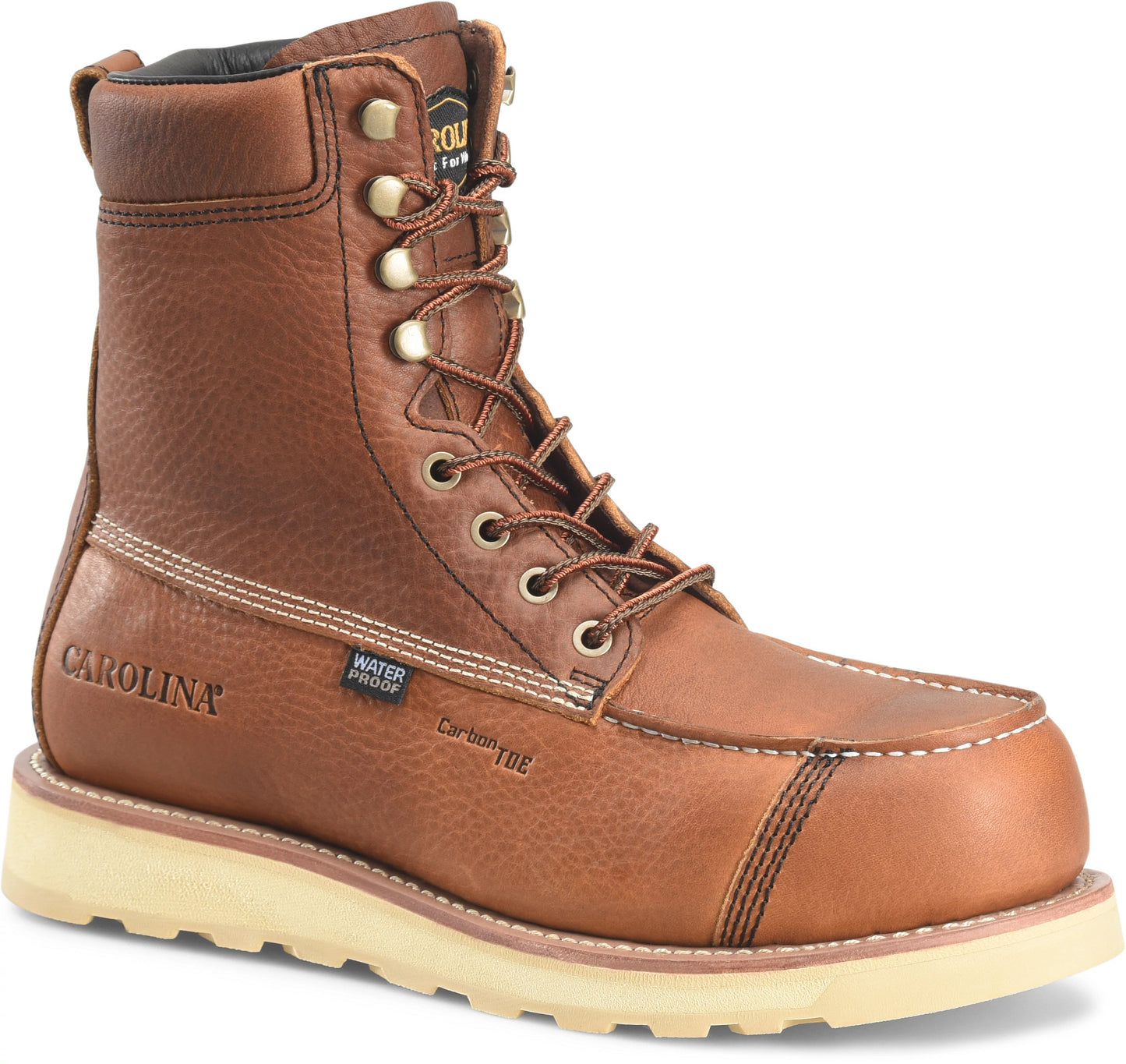 Carolina Boot Staple Gun 8" Carbon Comp Toe Waterproof Wedge Work Boot Tan