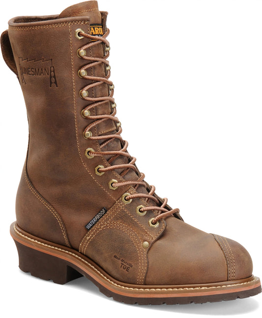 Carolina Boot Linesman 10" Soft Toe Waterproof Work Boot Dark Brown