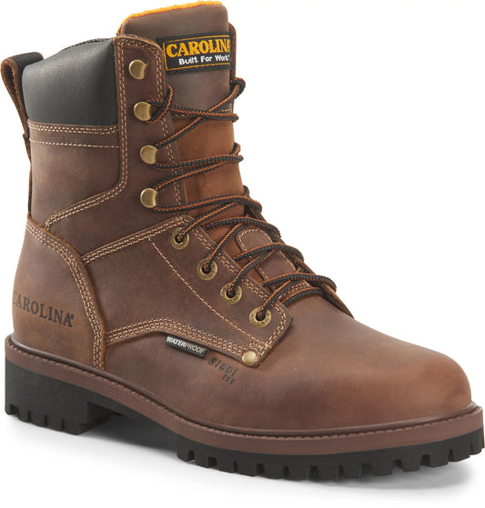 Carolina Boot Silvanus 8" Steel Toe Waterproof Work Boot Brown