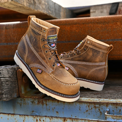Carolina Boot Amp Usa 6" Soft Toe Work Boot Brown