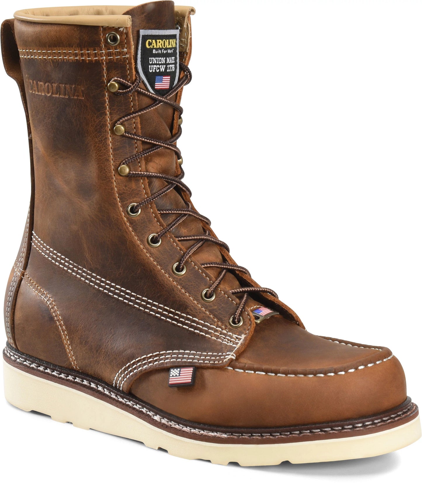 Carolina Boot Amp Usa 8" Moc Toe Work Boot Brown