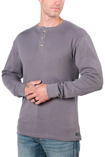 Carolina Boot Long Sleeve Waffle Henley Grey