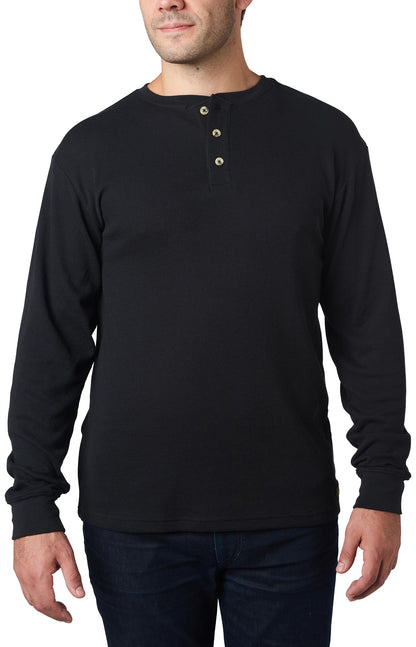 Carolina Boot Long Sleeve Waffle Henley Black