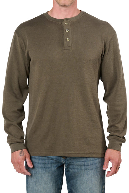 Carolina Boot Long Sleeve Waffle Henley Olive