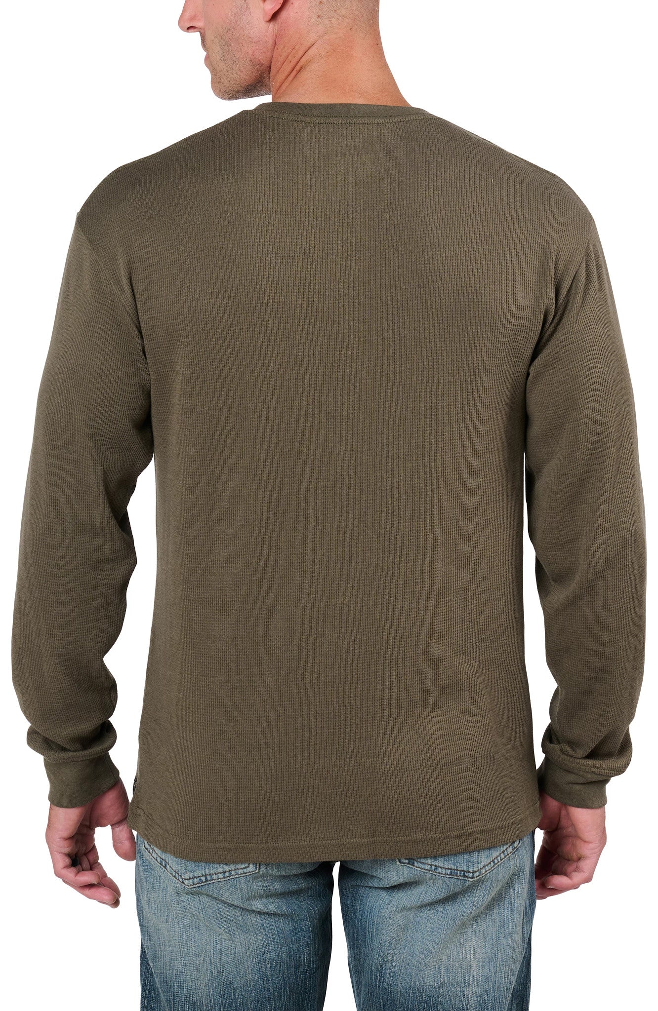 Carolina Boot Long Sleeve Waffle Henley Olive