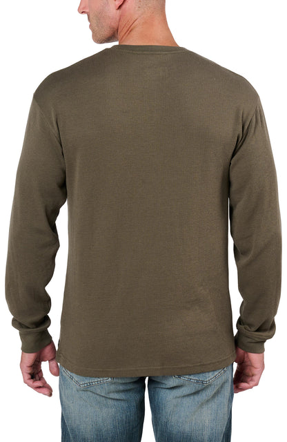 Carolina Boot Long Sleeve Waffle Henley Olive