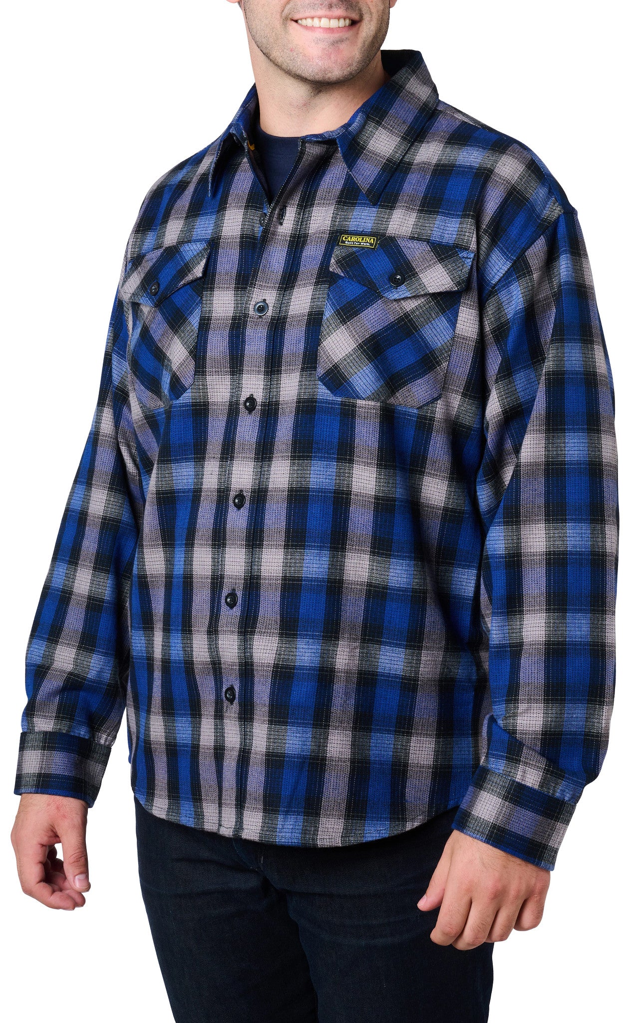 Carolina Boot Woven Flannel Shirt Navy Blue