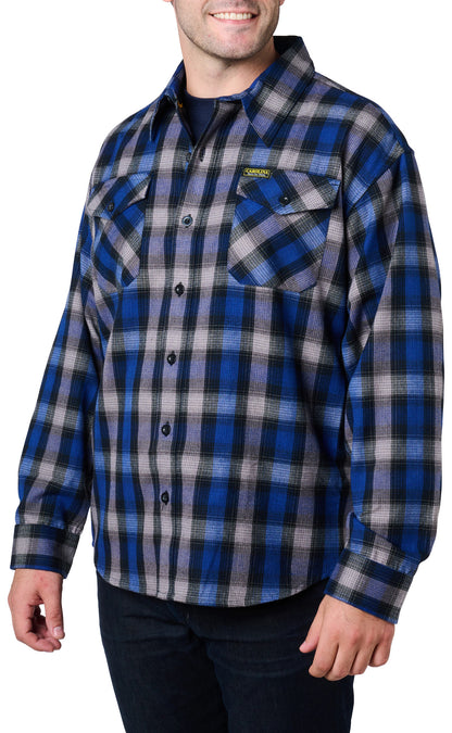Carolina Boot Woven Flannel Shirt Navy Blue